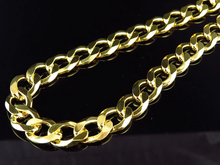 Yellow Gold Finish Sterling Silver Miami Cuban Link Chain Necklace S237
