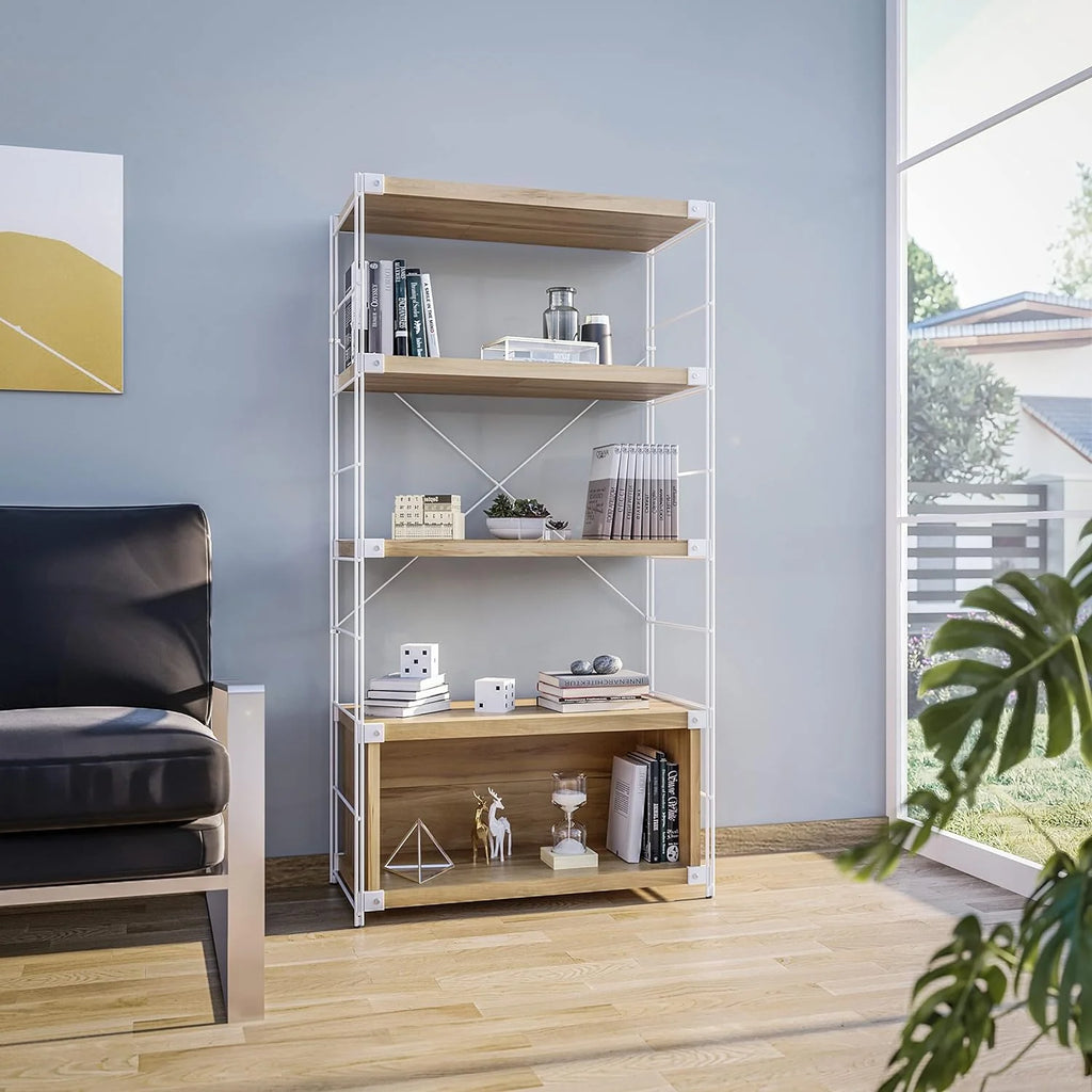 4 Shelves Bookcase with Steel Frame A504182
