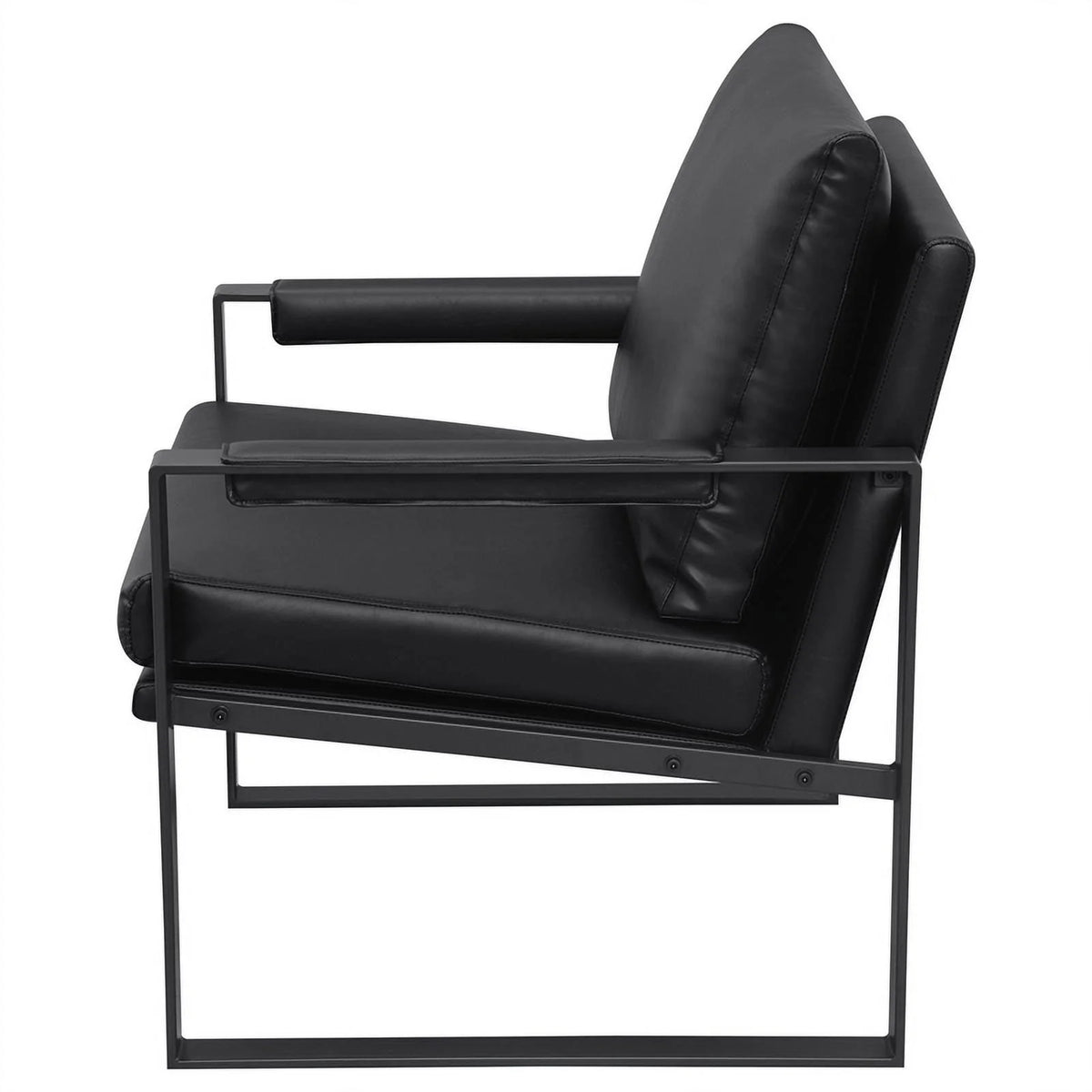 Black Faux Leather Accent Chair with Track Arms N862