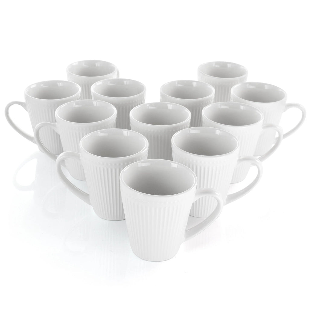 12 Piece Porcelain Mug Set in White H8228