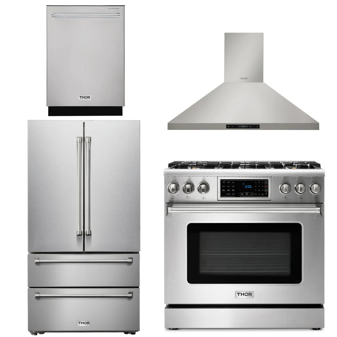 36 Gas Range, Range Hood, Refrigerator, Dishwasher E895576