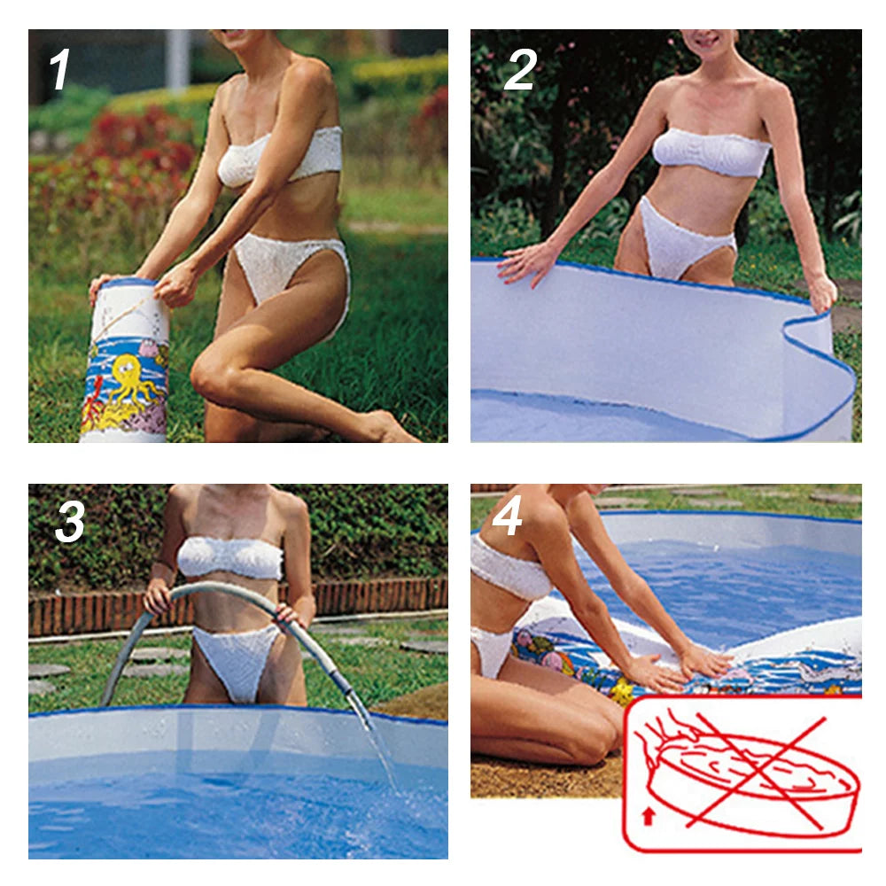 Portable Inflation-free Hard Folding Round Swimming Pool 48 x 9.8in A4587