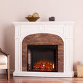 White Faux Stone Electric Fireplace J105778