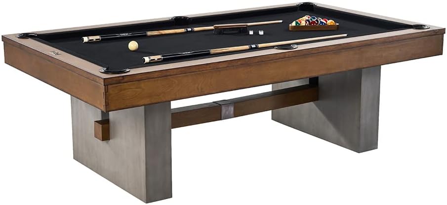 8' Slate-Tech Drop Pocket Table with Pool Ball and Cue Stick Set O662