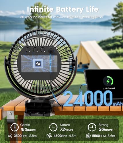 24000mAh 8-inch Portable Rechargeable Clip on Fan O2362
