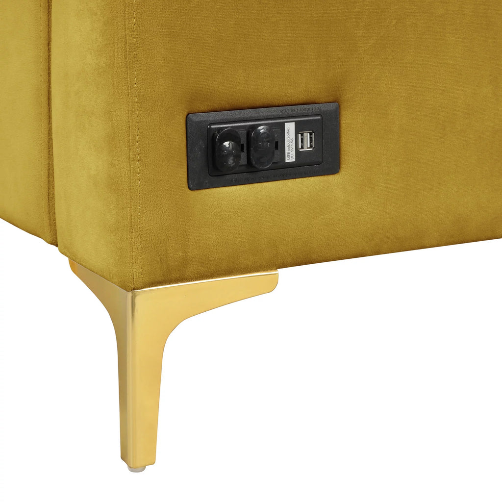 Yellow Velvet Sectional Loveseat and Chaise P81270