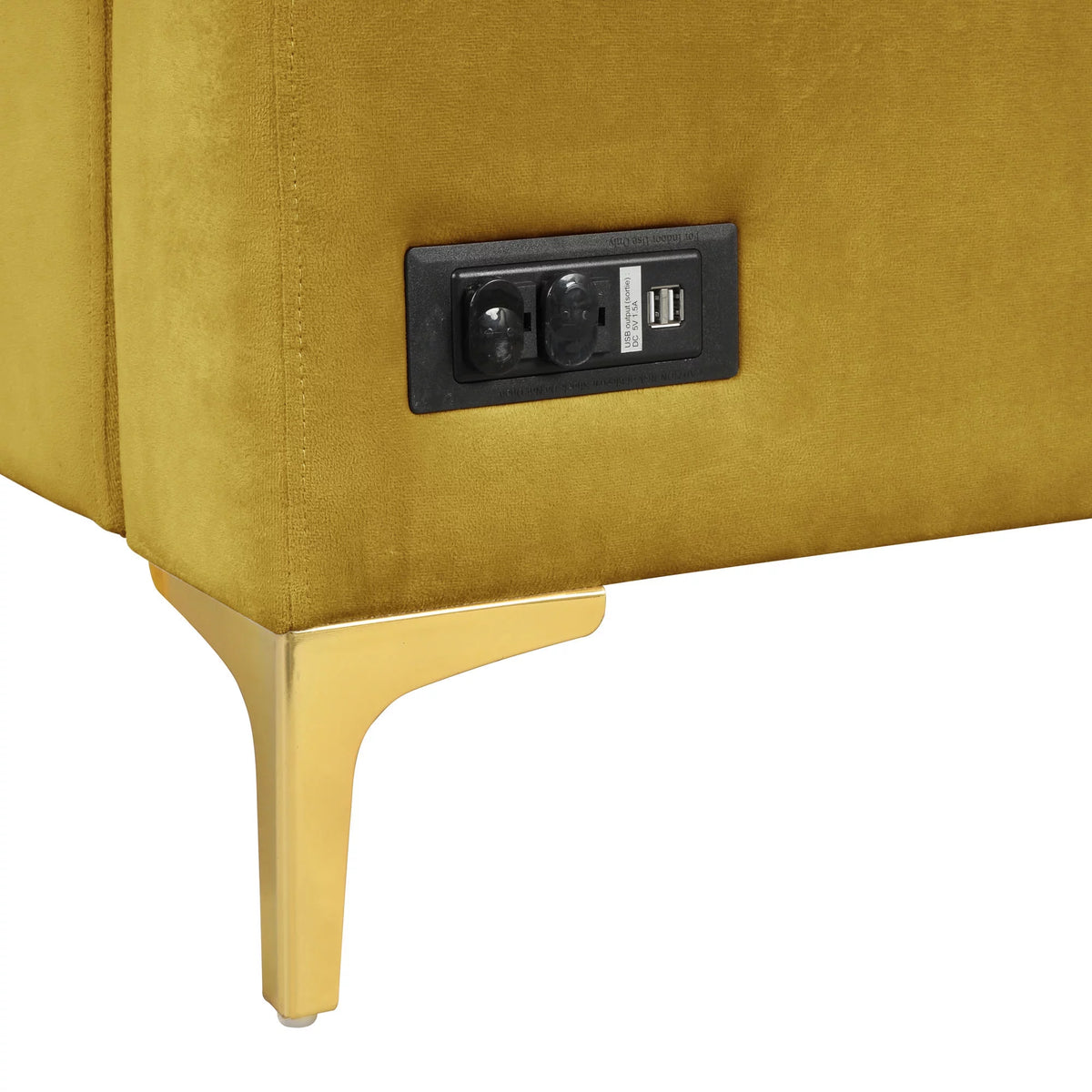Yellow Velvet Sectional Loveseat and Chaise P81270