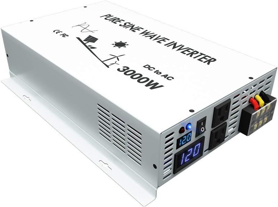 5000W Pure Sine Wave Power Inverter DC 48V to 110V 120V AC with Dual Outlets and Digital LED Display A775