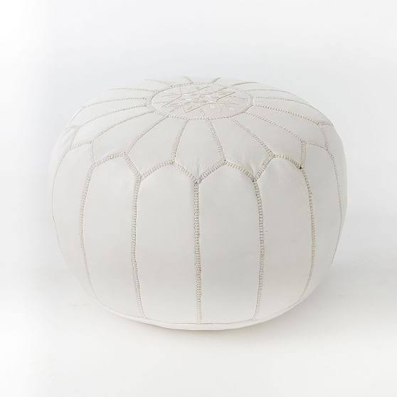 White Leather Pouf A650927