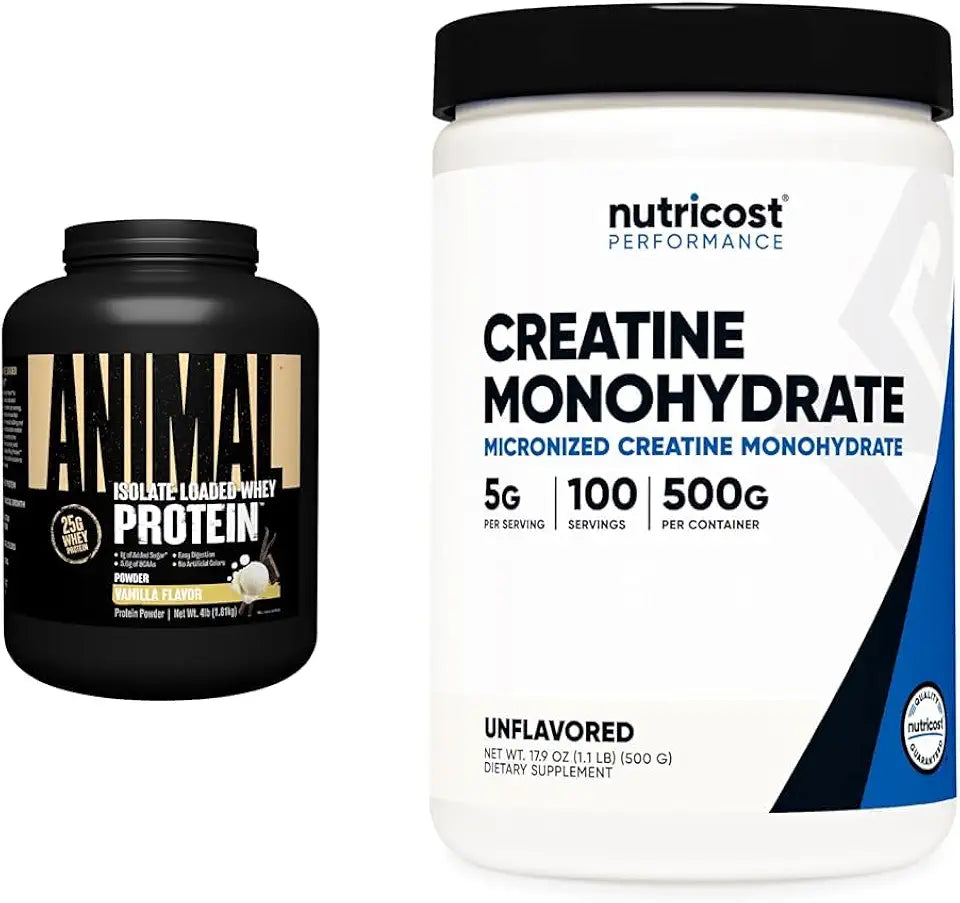 Vanilla Whey Isolate Protein Powder 4 lbs & Micronized Creatine Monohydrate Powder 500G X370