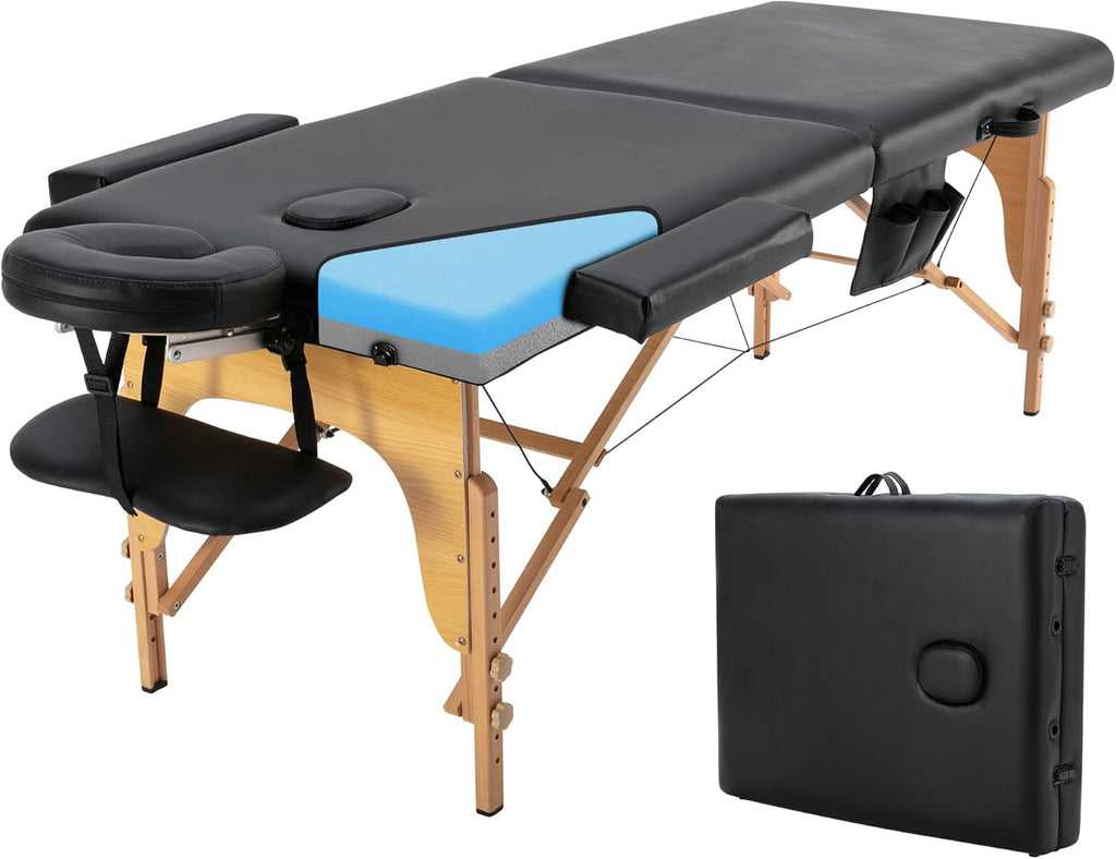Portable Memory Foam Massage Table 84 Inches Long 28 Inches Wide Foldable Spa Bed with Carrying Case O647245