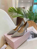 85mm Glitter Fabric Pumps T317