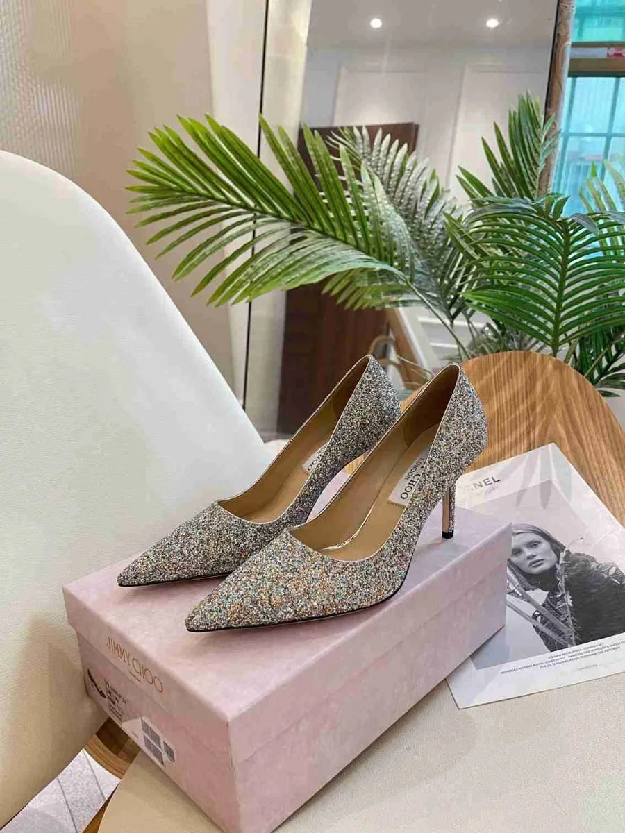 85mm Glitter Fabric Pumps T317