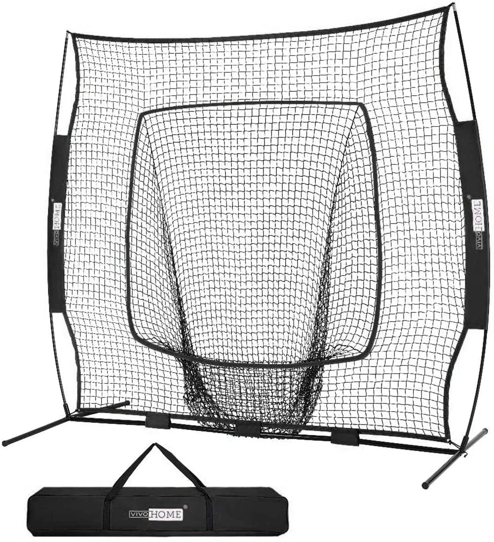 7 x 7 Feet Baseball Softball Practice Net with Strike Zone Target Tee and Carry Bag D114