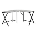 55" Grey Top Black Metal Computer Desk C7570