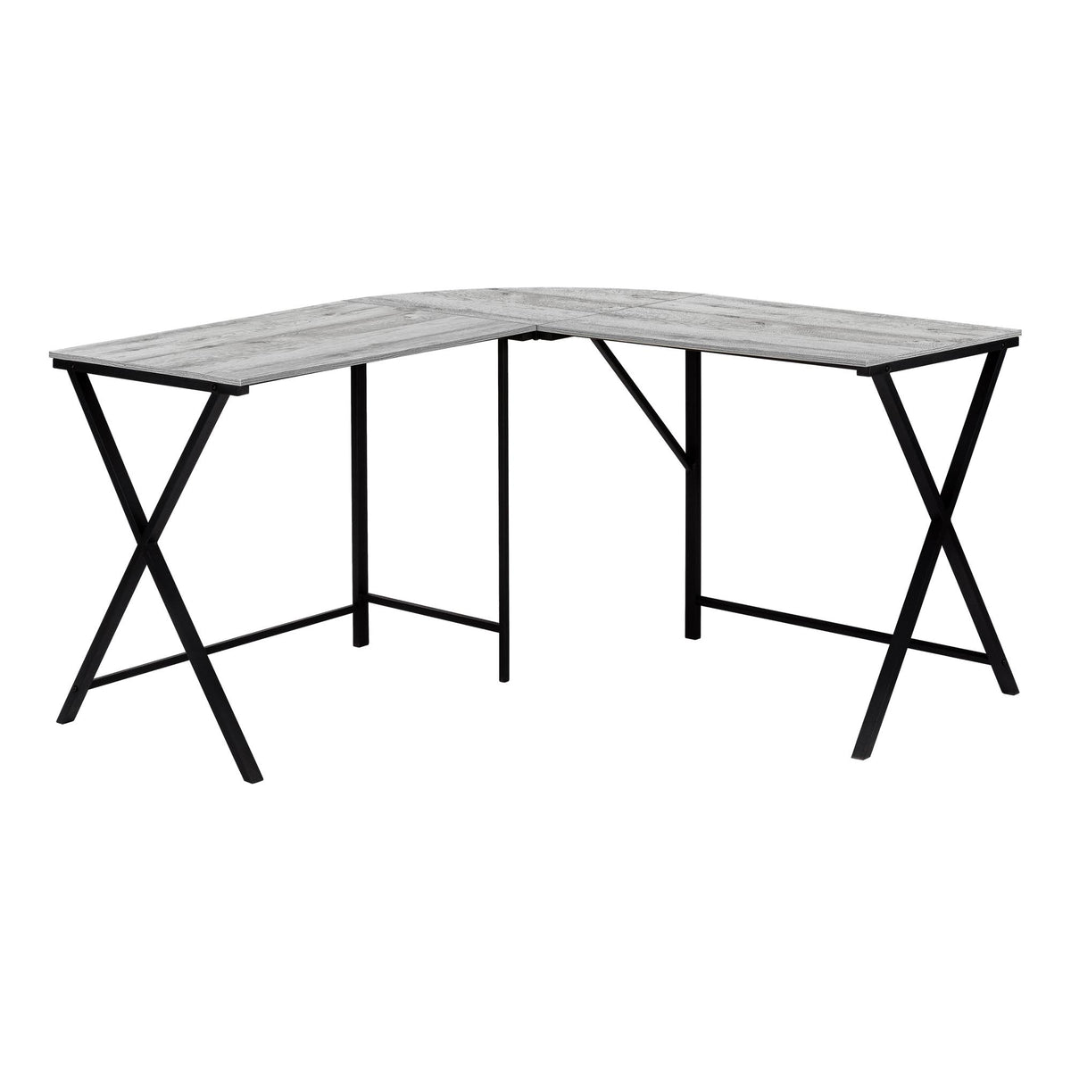 55" Grey Top Black Metal Computer Desk C7570