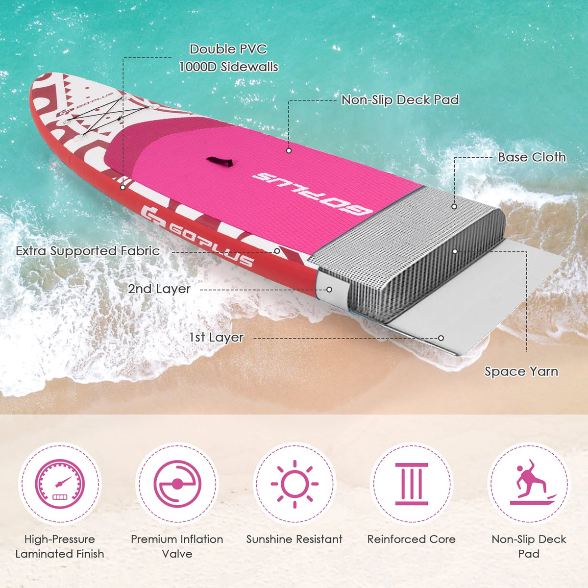10.5' Inflatable Stand Up Paddle Board with Carry Bag O306082