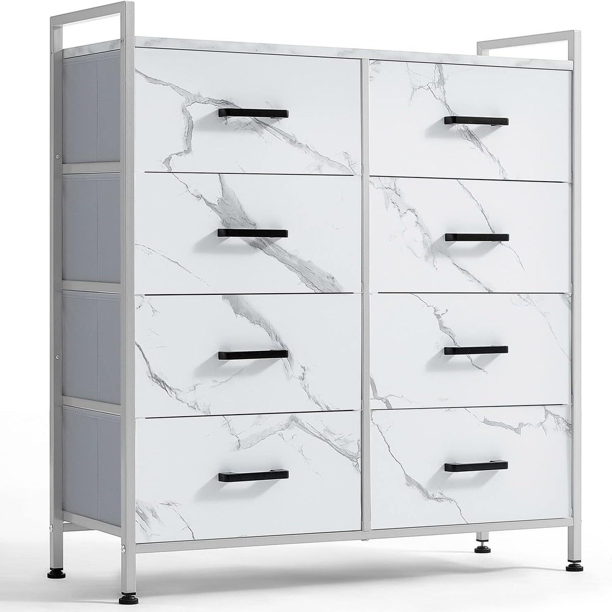 White 8 Drawer Wood Dresser with Metal Frame R551