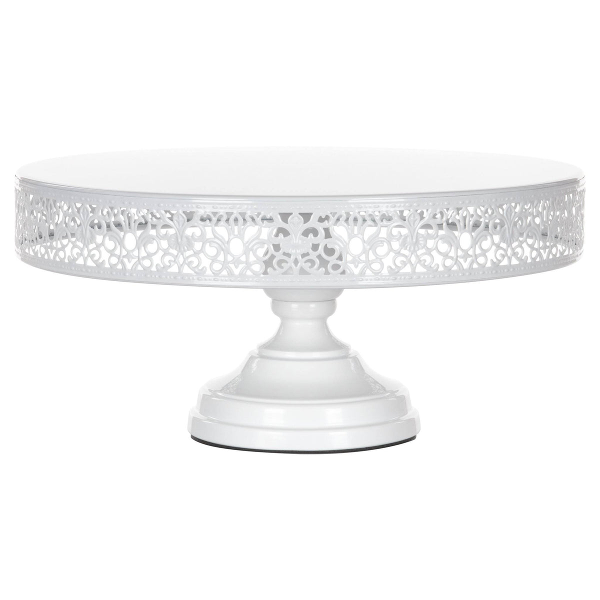 White 14 inch Round Metal Cake Stand A992908