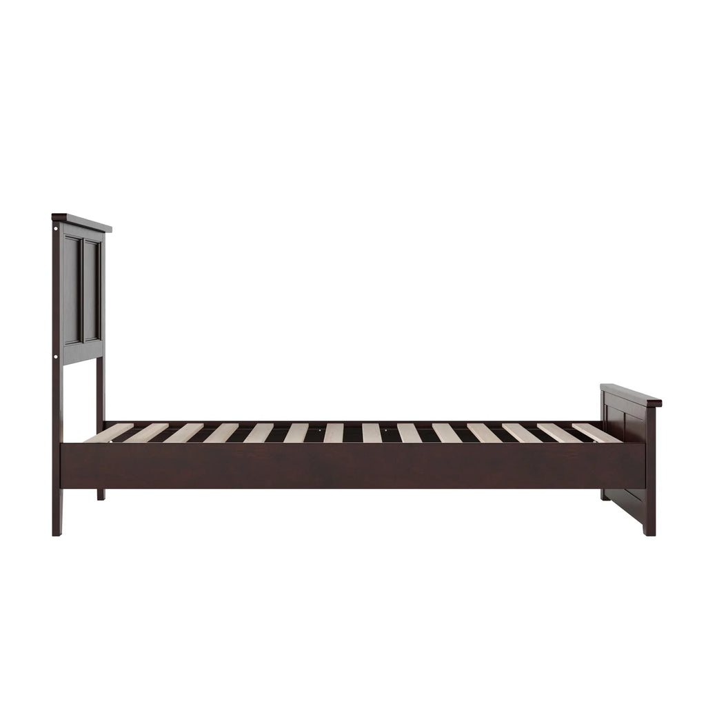 Twin Solid Wood Low Profile Platform Bed with Footboard, Espresso G5672