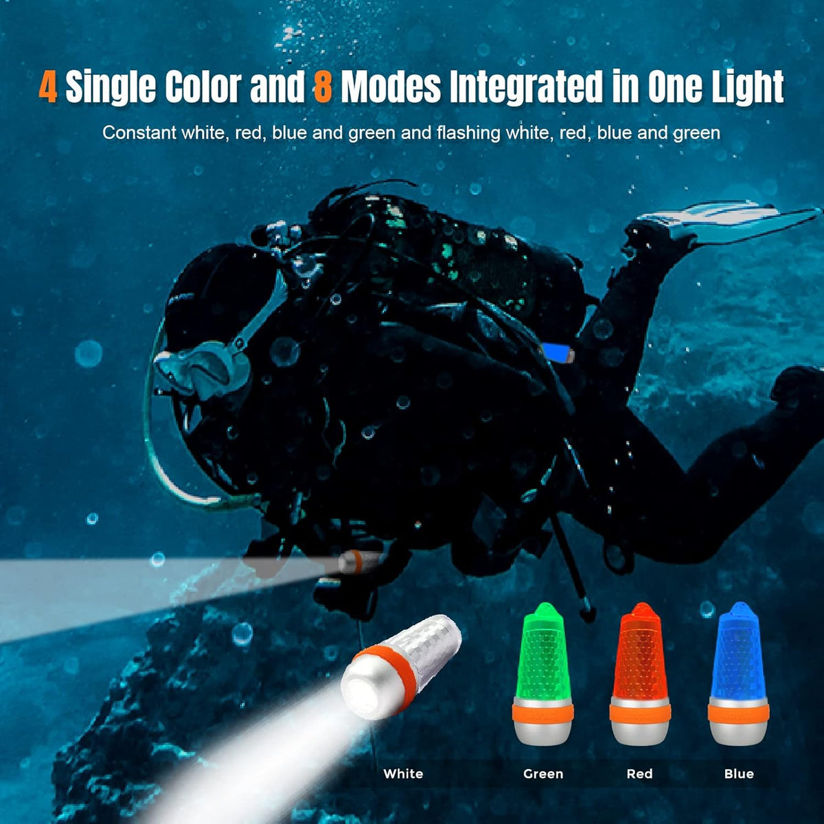 4-Color-in-1 Dive Beacon Scuba Diving Signal Light E7547