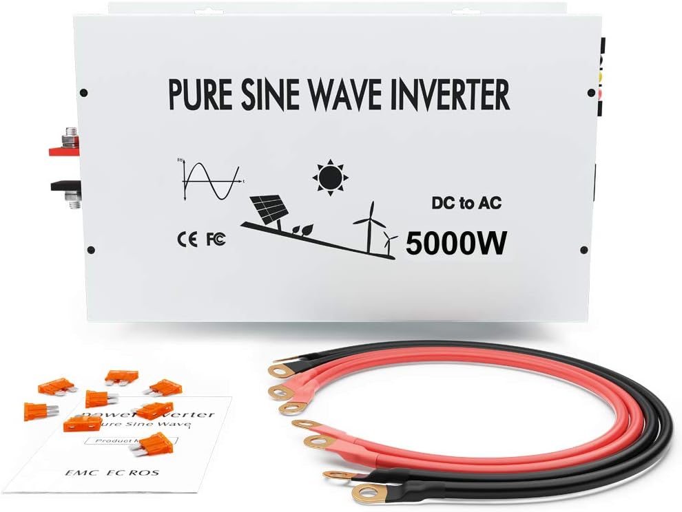 5000W Pure Sine Wave Power Inverter DC 48V to 110V 120V AC with Dual Outlets and Digital LED Display A775