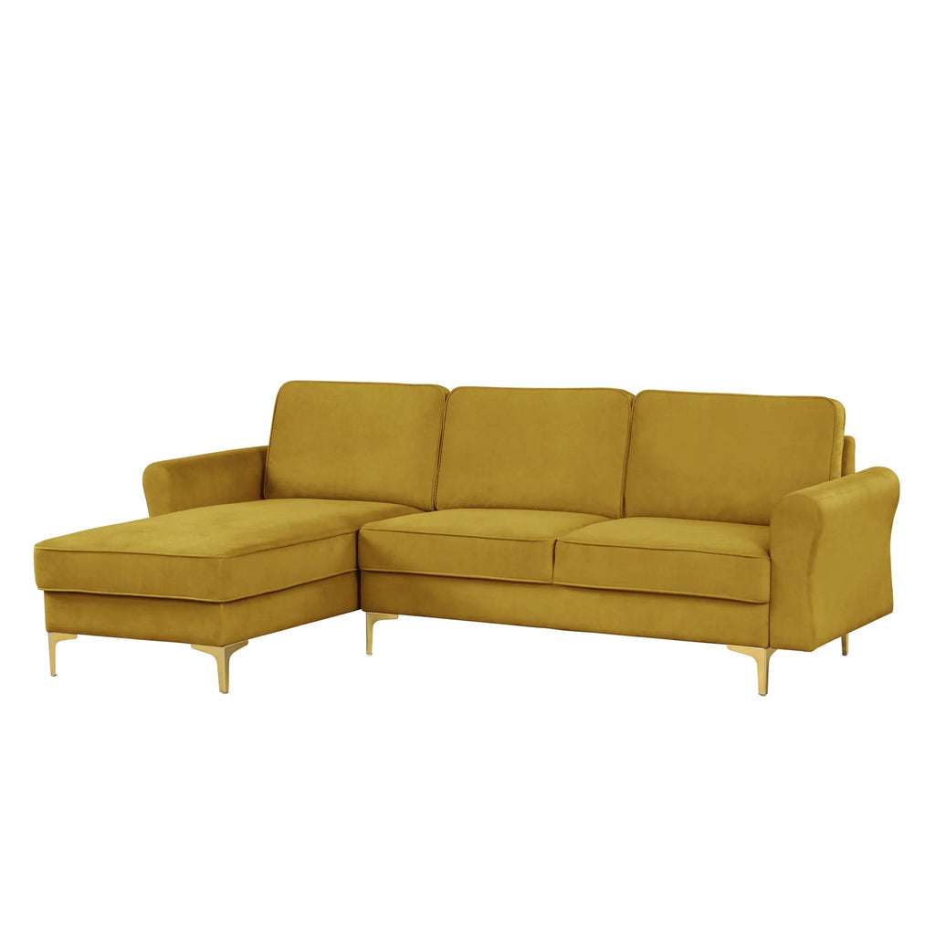 Yellow Velvet Sectional Loveseat and Chaise P81270