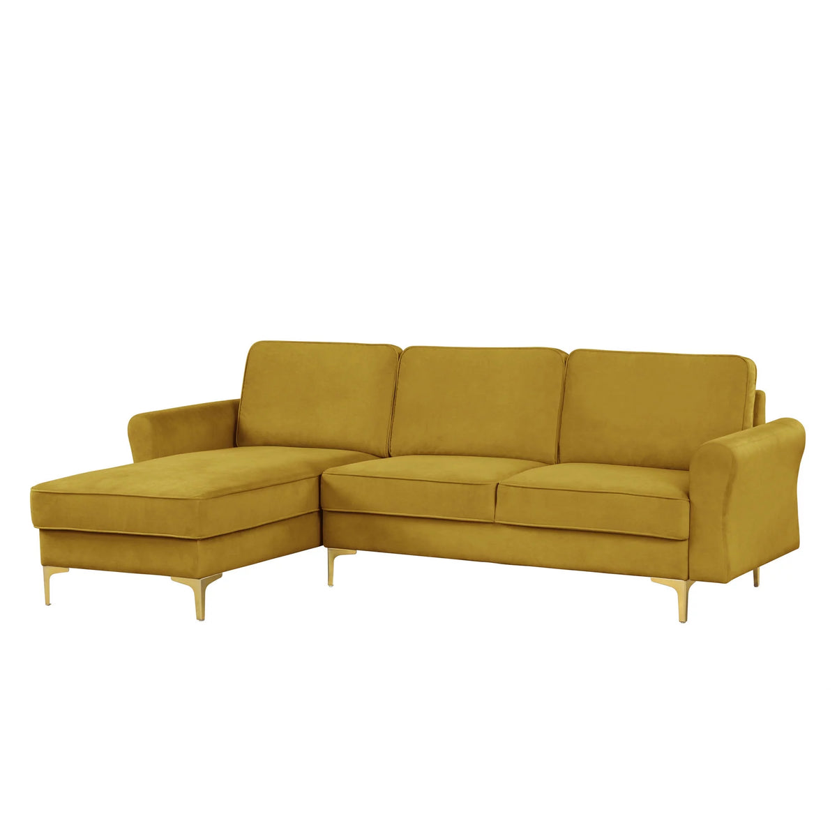Yellow Velvet Sectional Loveseat and Chaise P81270