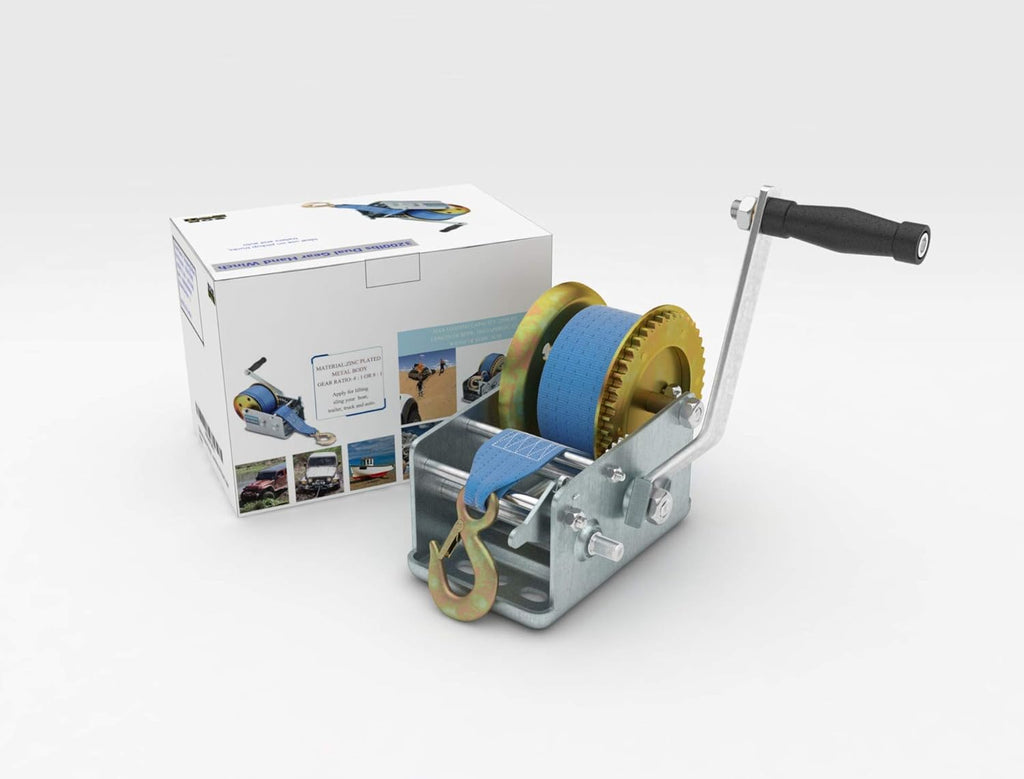 3200lbs Heavy Duty Hand Crank Winch with 32ft Strap, Pack of 2 L31781