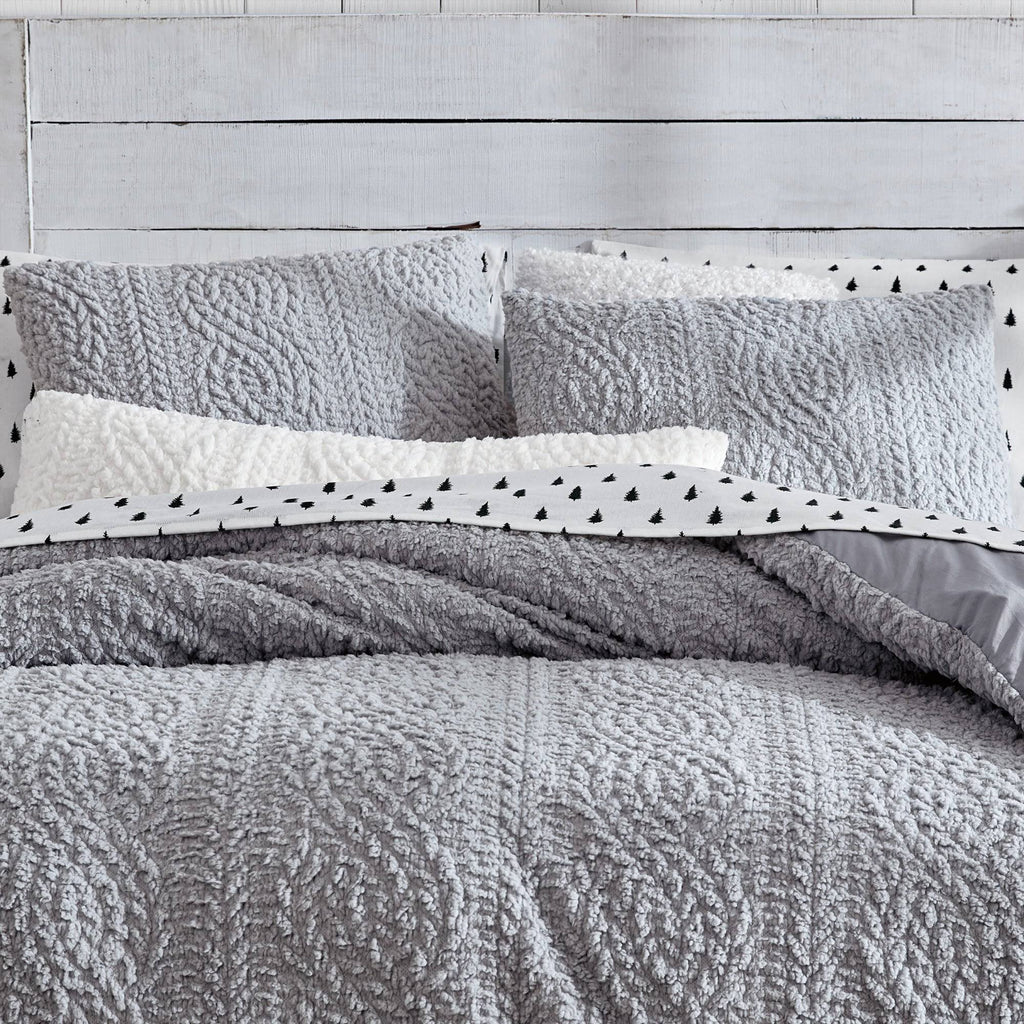 White Twin Sherpa Comforter Set J86473
