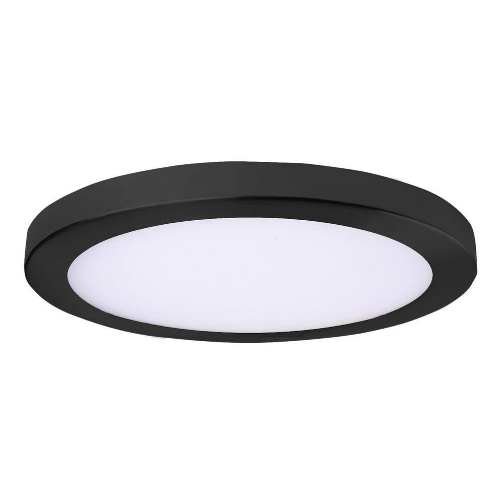 Round Black LED Outdoor Ceiling Light with Remote S478