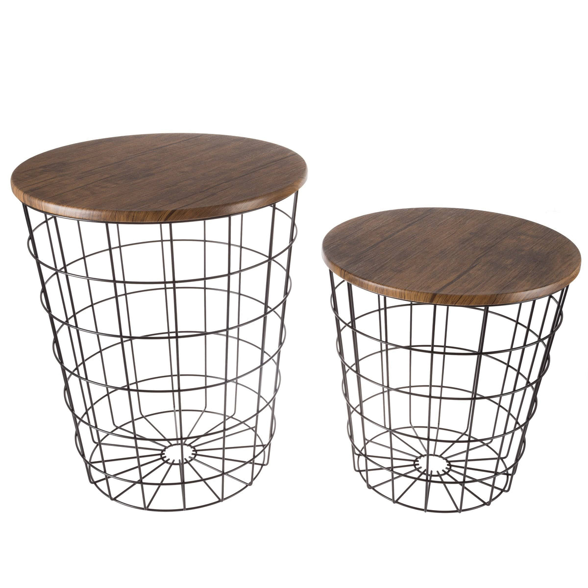 Black Nesting End Tables with Storage, Pack of 2 F43678