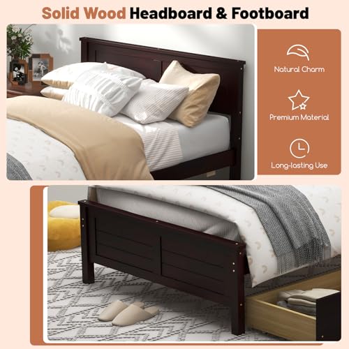 White Twin Size Bed Frame with 2 Drawers U3122