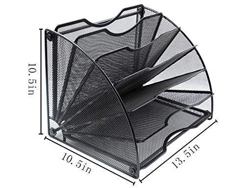 Black Mesh 6 Slots Desktop File Organizer X256