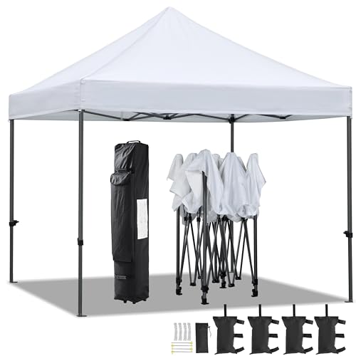White 10x20 Pop Up Canopy Tent with Wheeled Carry Bag F4249