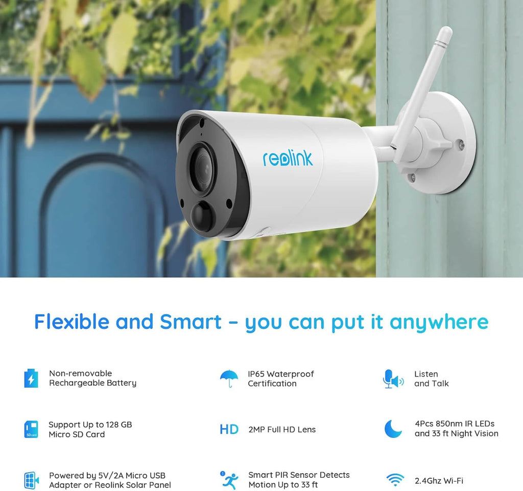 Wireless Outdoor Security Camera 1080P HD Solar Powered 2 Pack O892