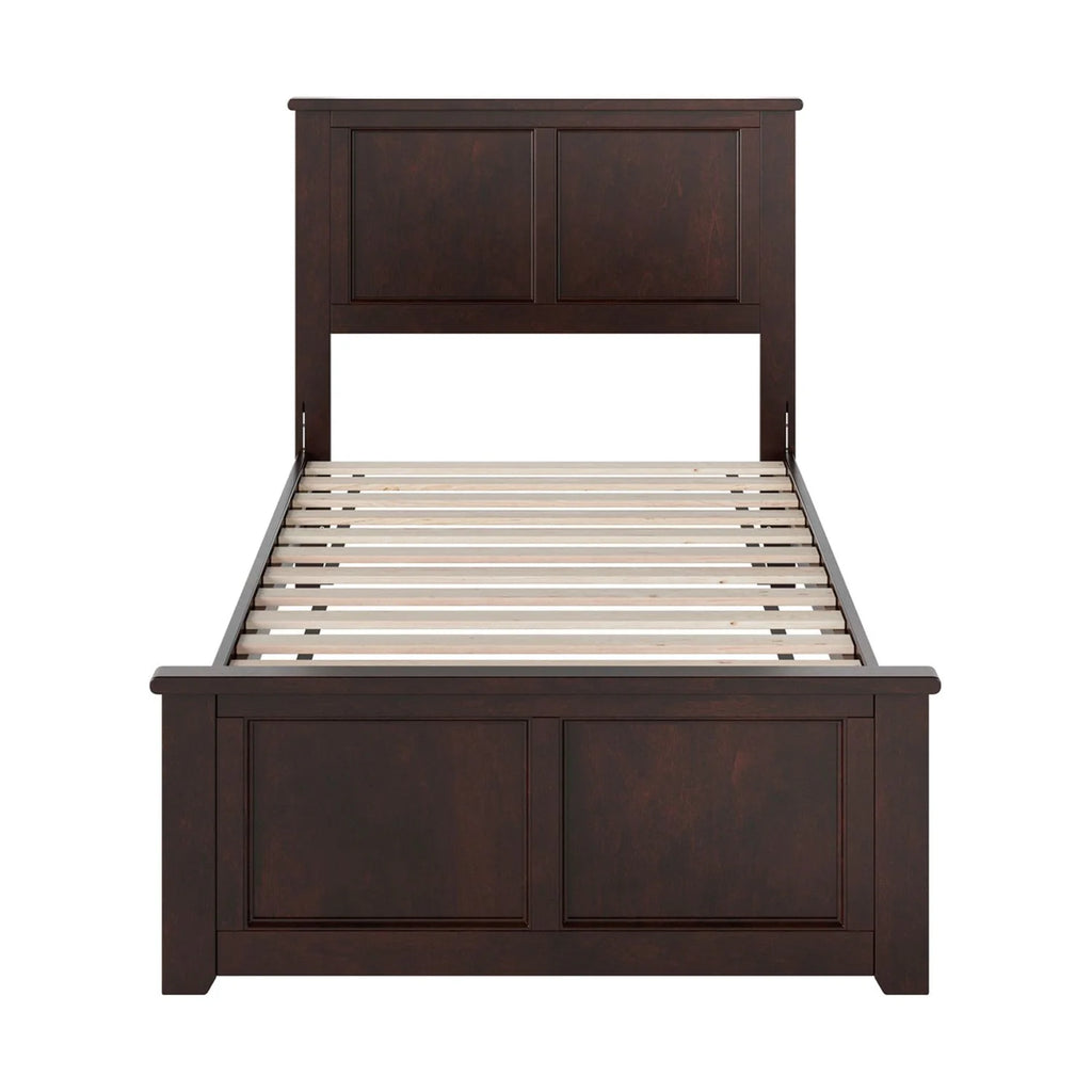 Twin Solid Wood Low Profile Platform Bed with Footboard, Espresso G5672