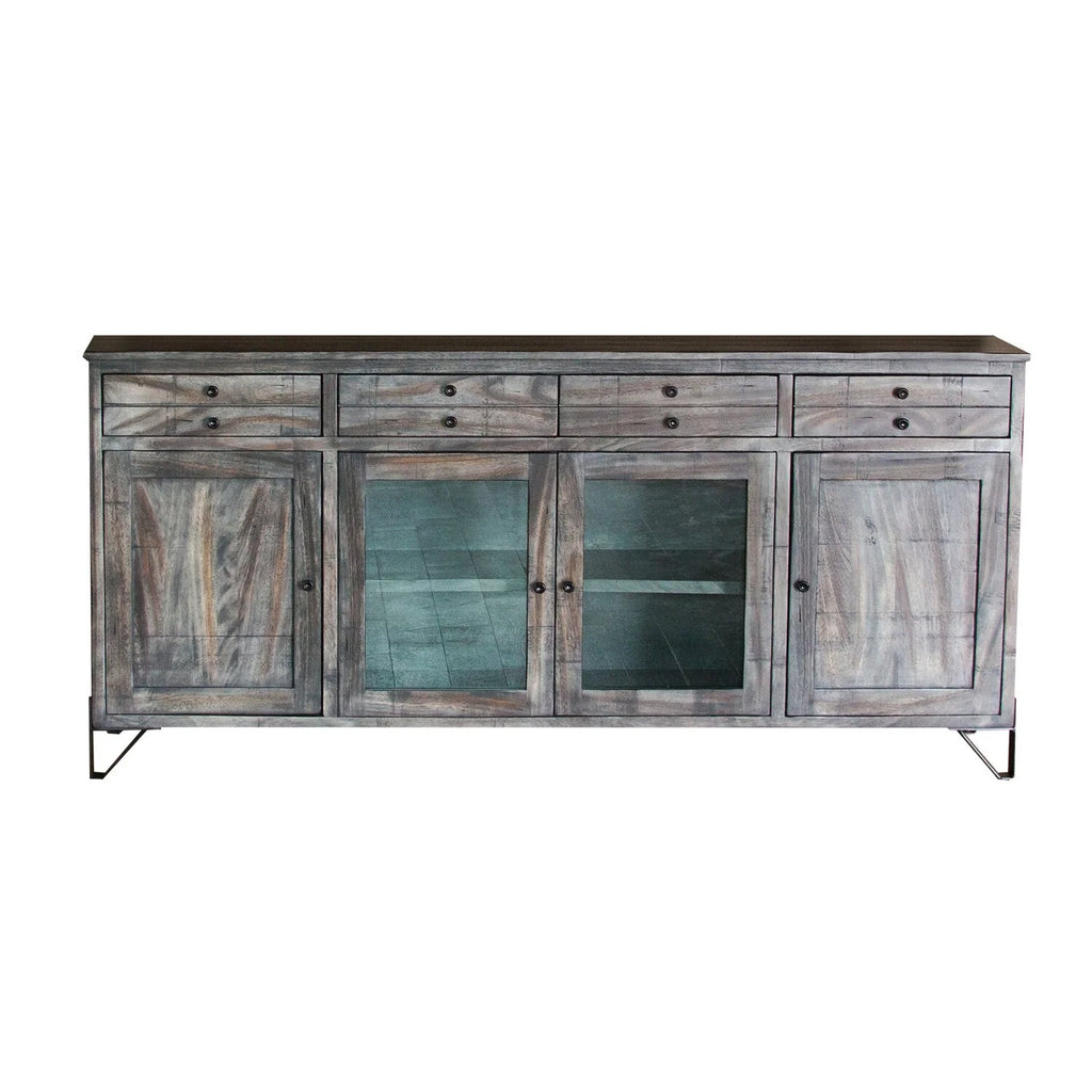 80 Inch 4 Drawer 4 Door Gray Solid Wood TV Entertainment Console K845