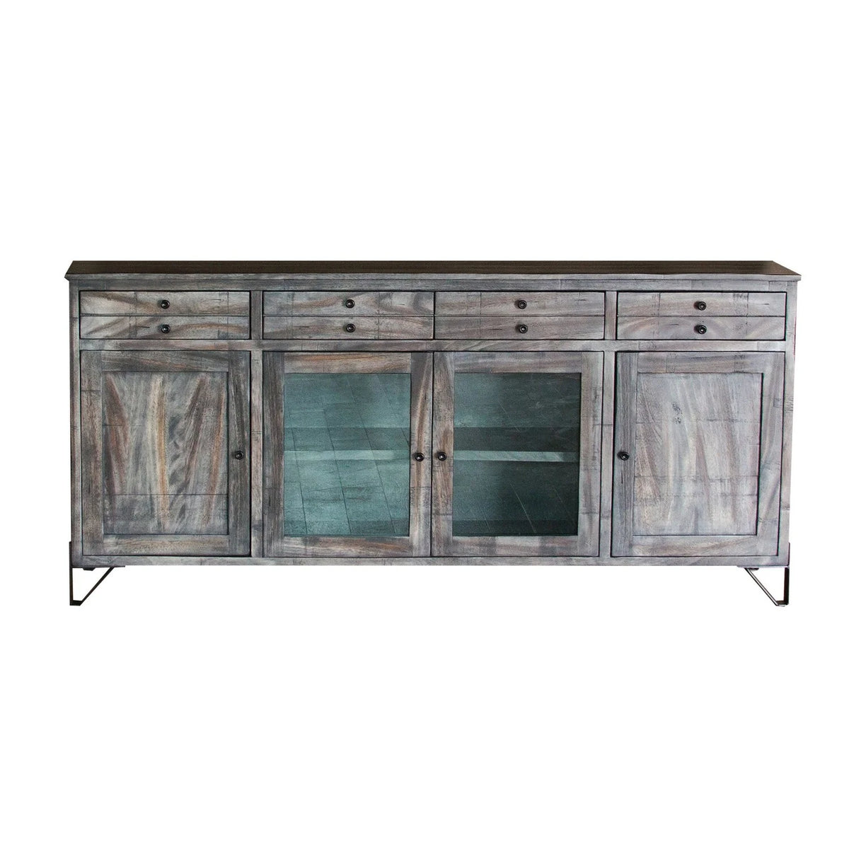80 Inch 4 Drawer 4 Door Gray Solid Wood TV Entertainment Console K845