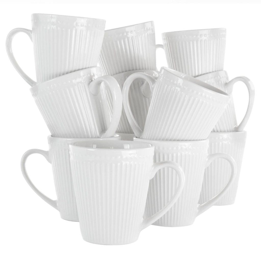 12 Piece Porcelain Mug Set in White H8228