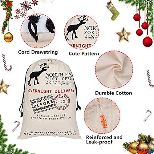 6 Pack Large Canvas Cotton Christmas Bags with Drawstrings Y5568