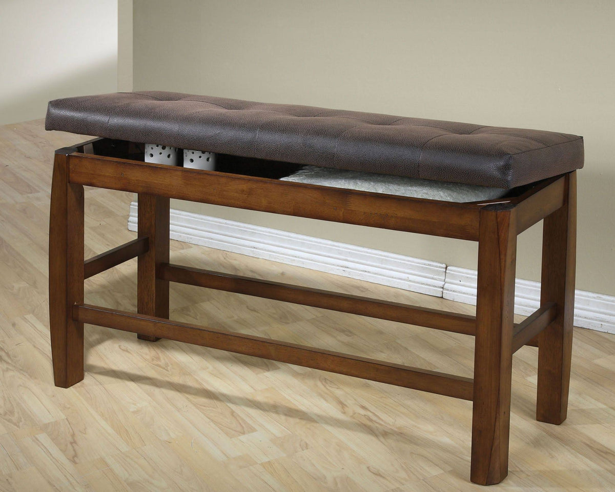 Brown PU & Oak Counter Height Bench with Storage W9207