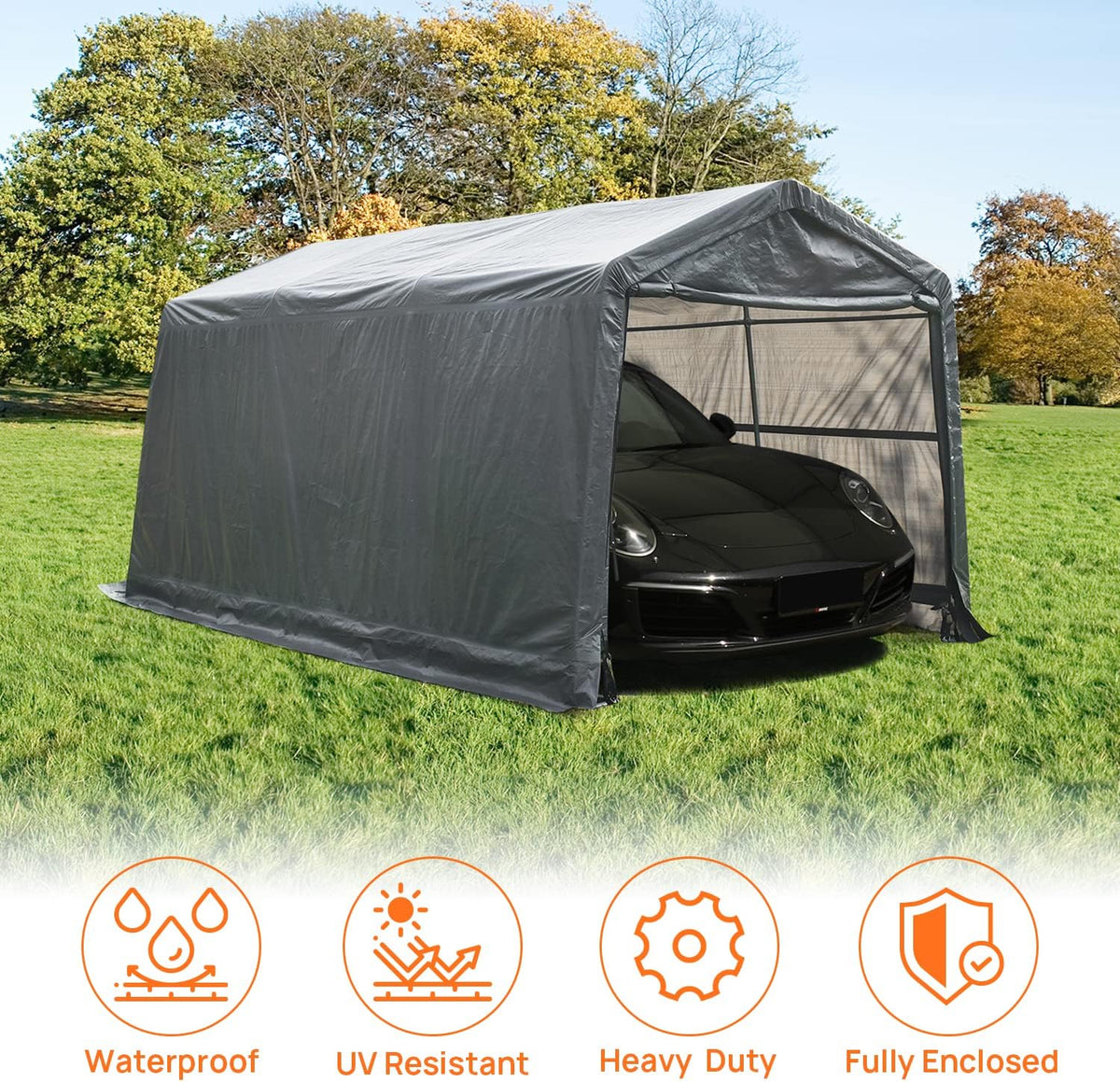 10x15ft Heavy Duty Carport Canopy with Sidewalls Portable Shed I652
