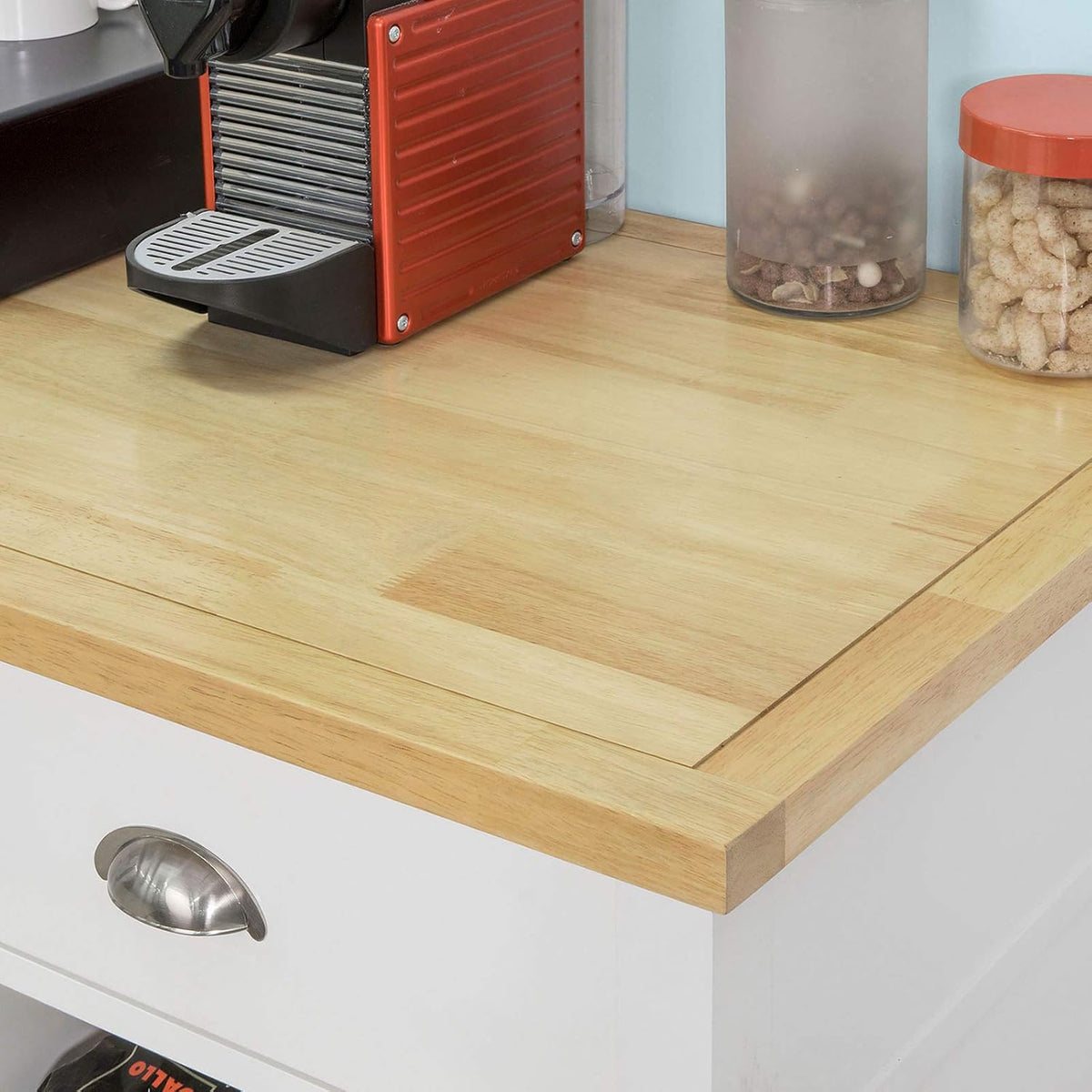 Kitchen Cart with Rubber Wood Top and Wide Drawer W28836