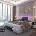 Black Full Size Bed Frame with Faux Leather Headboard D452