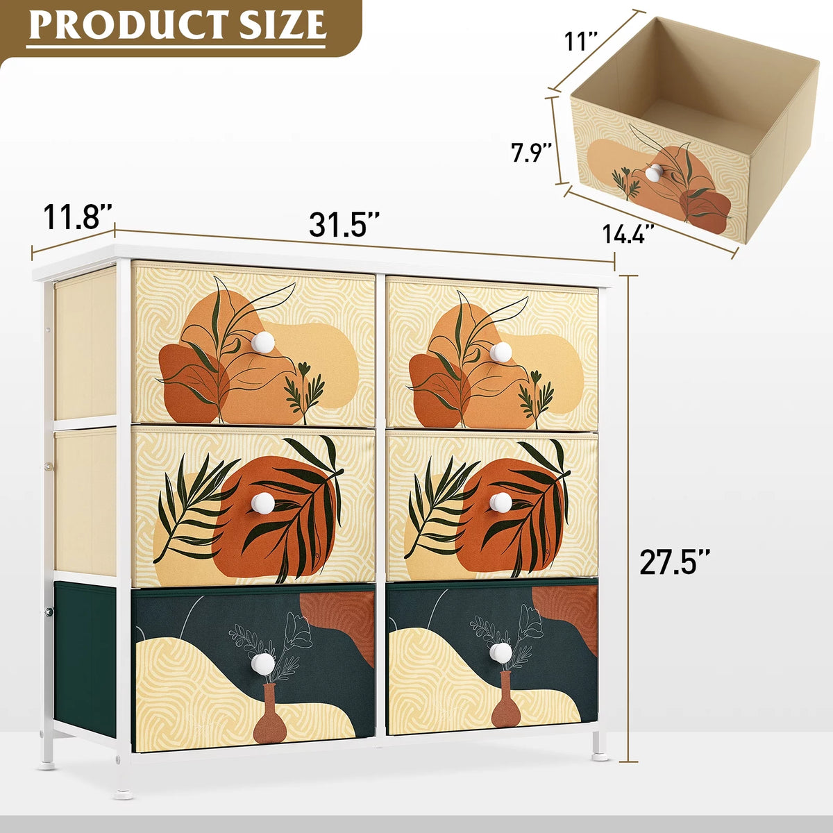 9 Drawer Dresser with Fabric Drawers & Wooden Top S239
