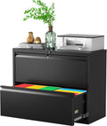 2 Drawer Metal File Cabinet with Lock, Black J222897