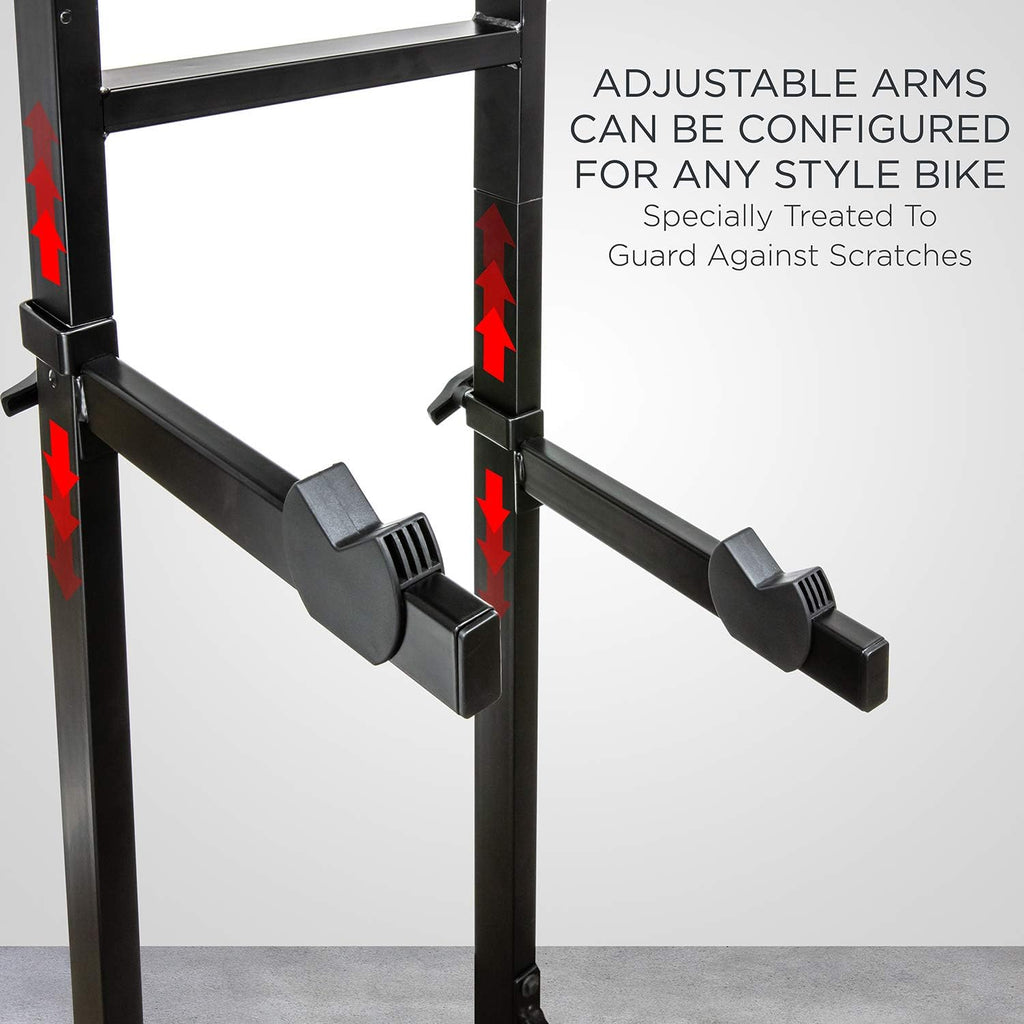 Bike Garage Storage Rack, 2 Bicycle Floor Stand, Adjustable, Freestanding J849