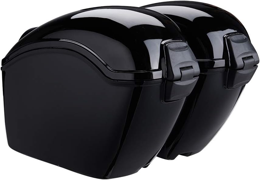 Black Motorcycle Hard Saddlebags with Turn Signal and Mounting Kits W781