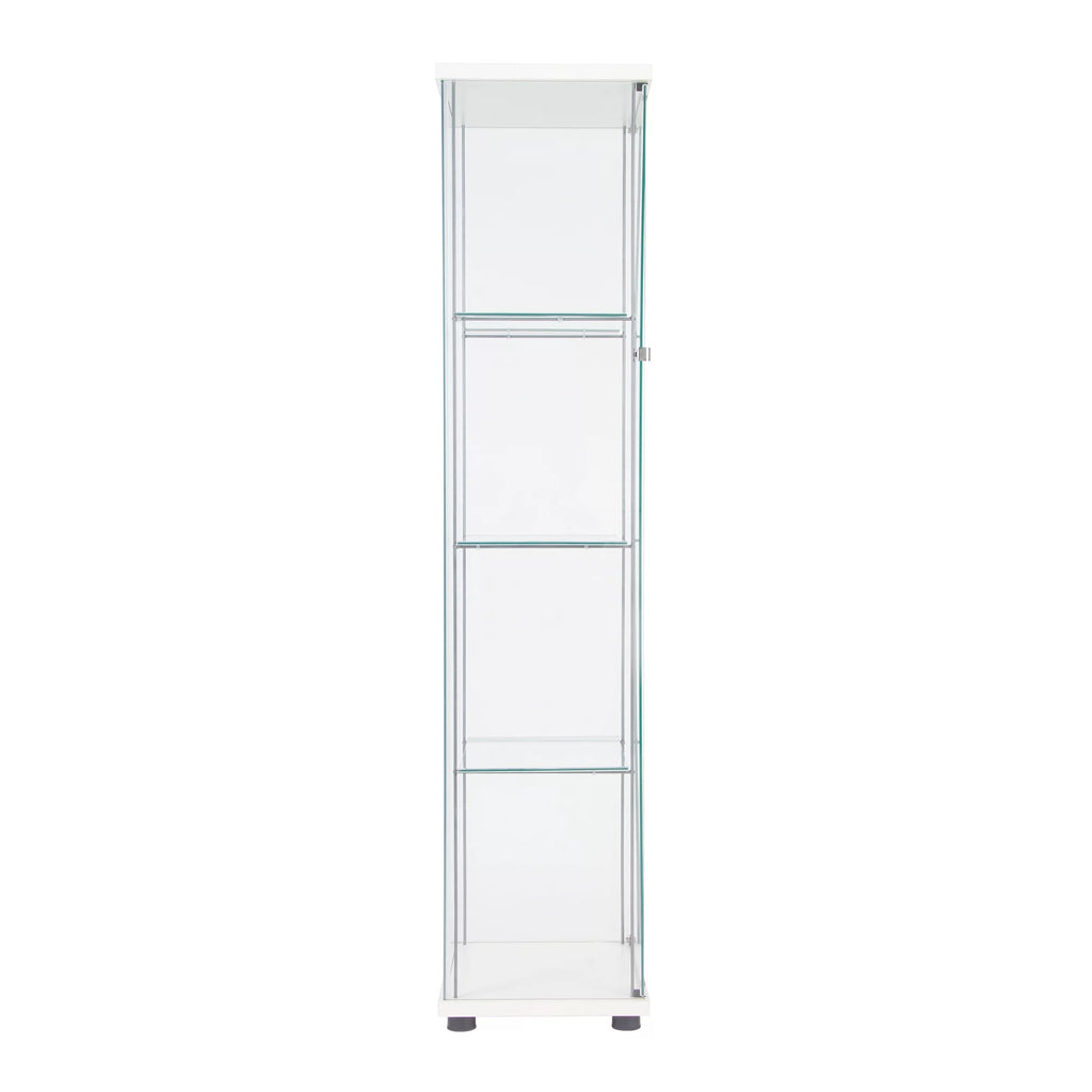 White One Door Glass Display Cabinet with 4 Shelves N283